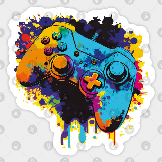 Gaming controller with colorful design Sticker by HB WOLF Arts